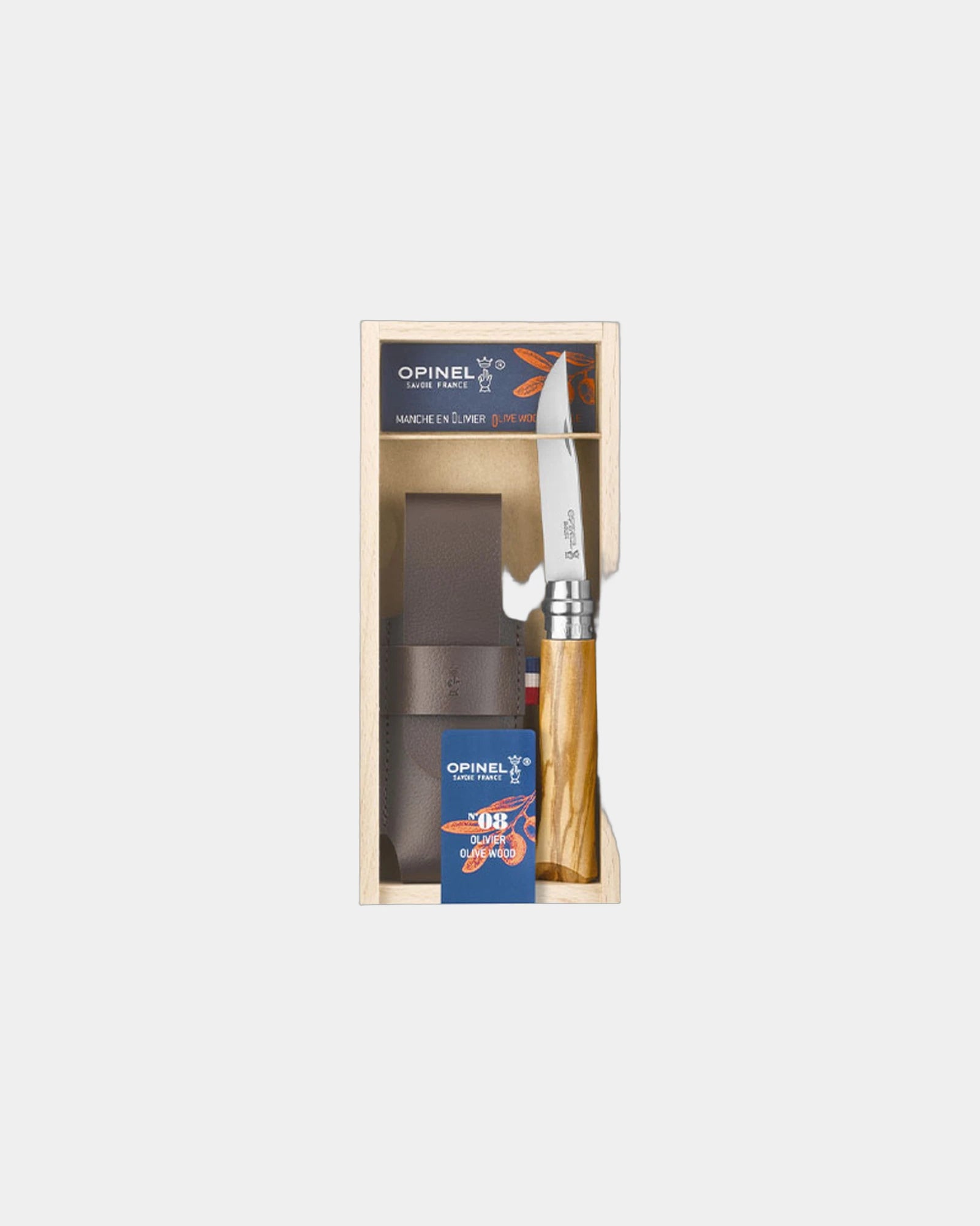 Coltello in legno d'olivo N°08 con fodero da personalizzare - Beige